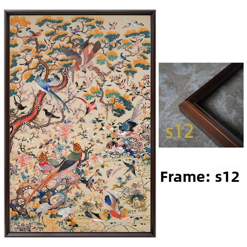 Auspicious Phoenix Vertical Suzhou Embroidery Bird Wall Decor