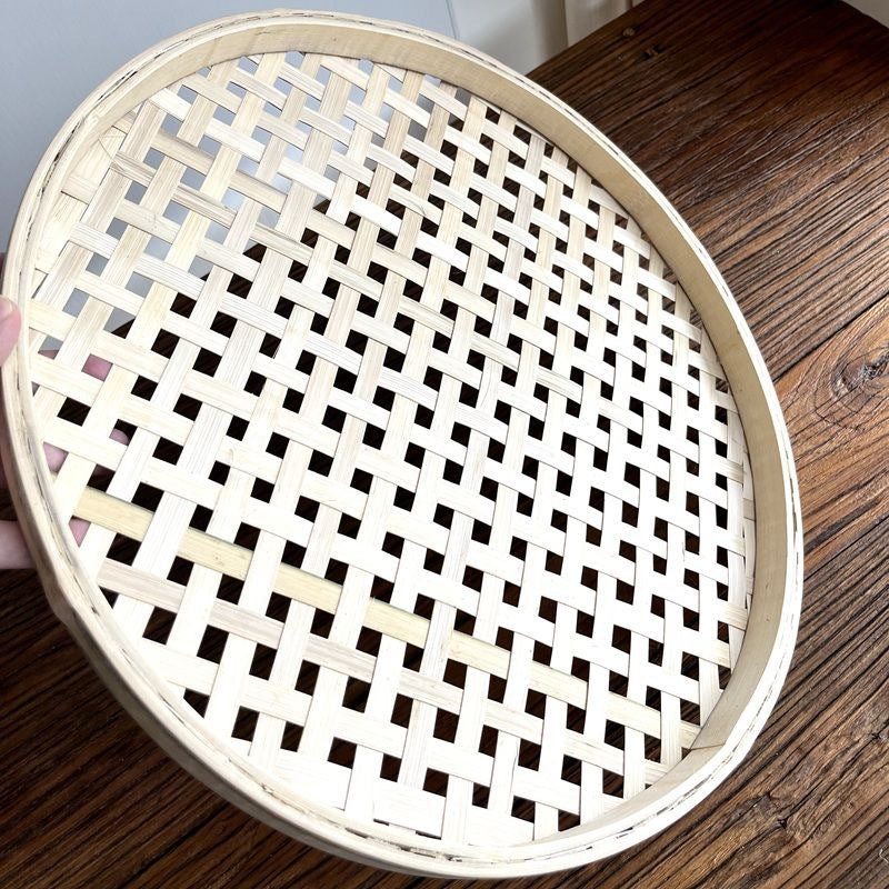 Round Bamboo Sieve with Holes