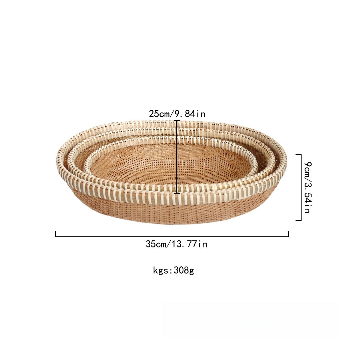 Golden Bamboo Oval Basket