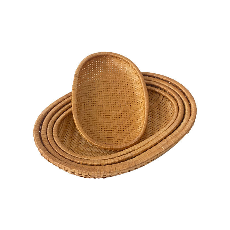 Smoked Bamboo Shallow Basket