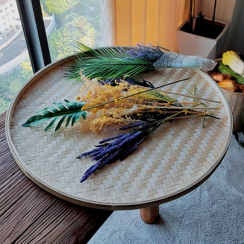 White Bamboo Round Tray