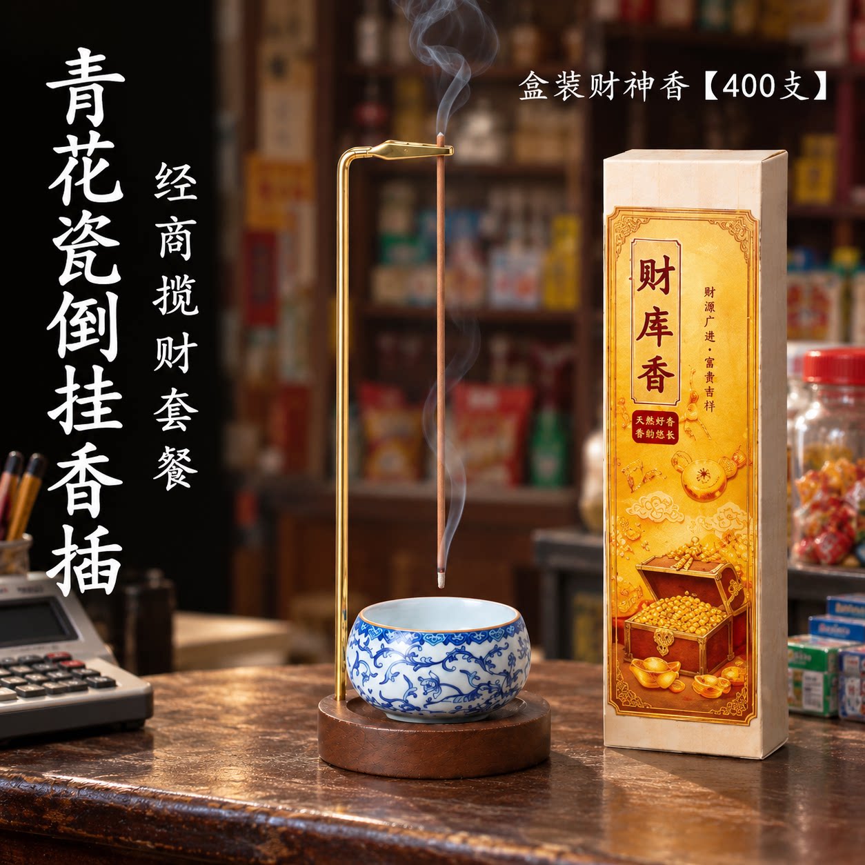 青花瓷倒挂香插防飞灰线香底座不落灰香插底座创意香夹熏香香挂