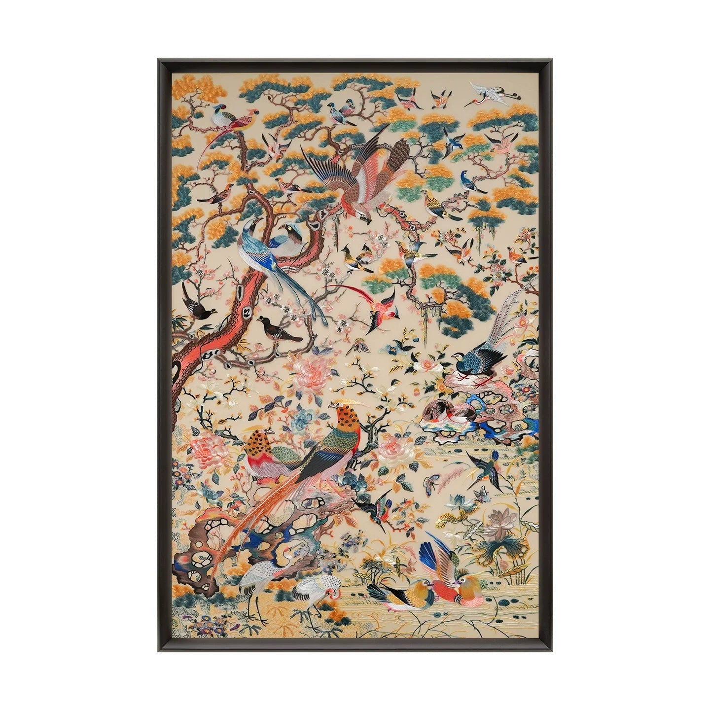 Auspicious Phoenix Vertical Suzhou Embroidery Bird Wall Decor