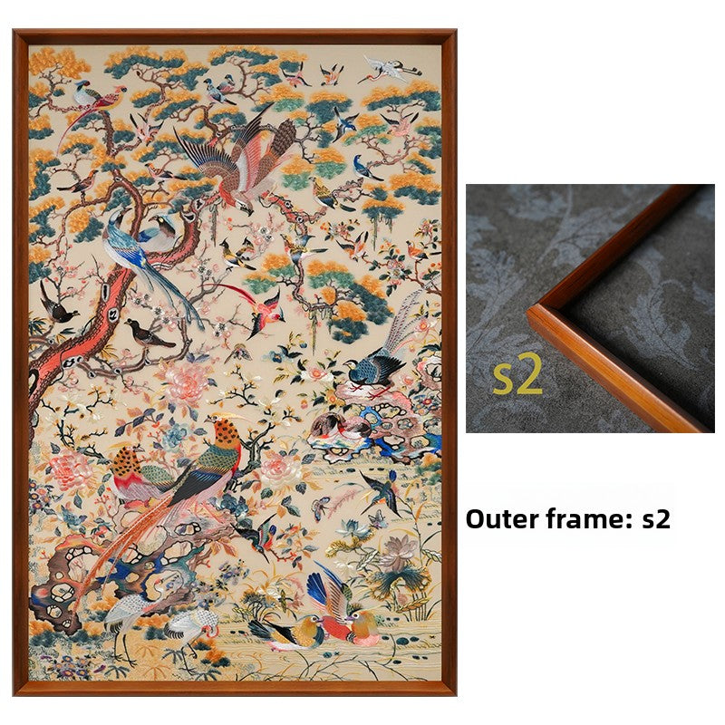 Auspicious Phoenix Vertical Suzhou Embroidery Bird Wall Decor
