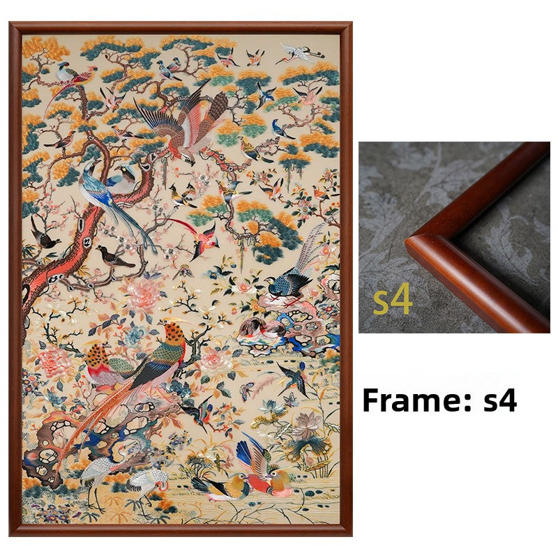 Auspicious Phoenix Vertical Suzhou Embroidery Bird Wall Decor