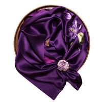 Double-Sided Lotus Silk Scarf with Ring