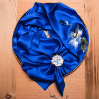 Double-Sided Lotus Silk Scarf with Ring