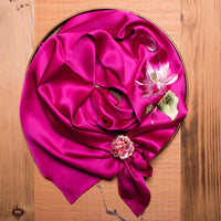Double-Sided Lotus Silk Scarf with Ring