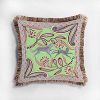 Art Leopard and Monkey Printed Tassel Sofa Throw Pillow, Luxe European