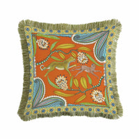 Art Leopard and Monkey Printed Tassel Sofa Throw Pillow, Luxe European