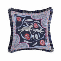 Art Leopard and Monkey Printed Tassel Sofa Throw Pillow, Luxe European