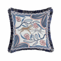 Art Leopard and Monkey Printed Tassel Sofa Throw Pillow, Luxe European