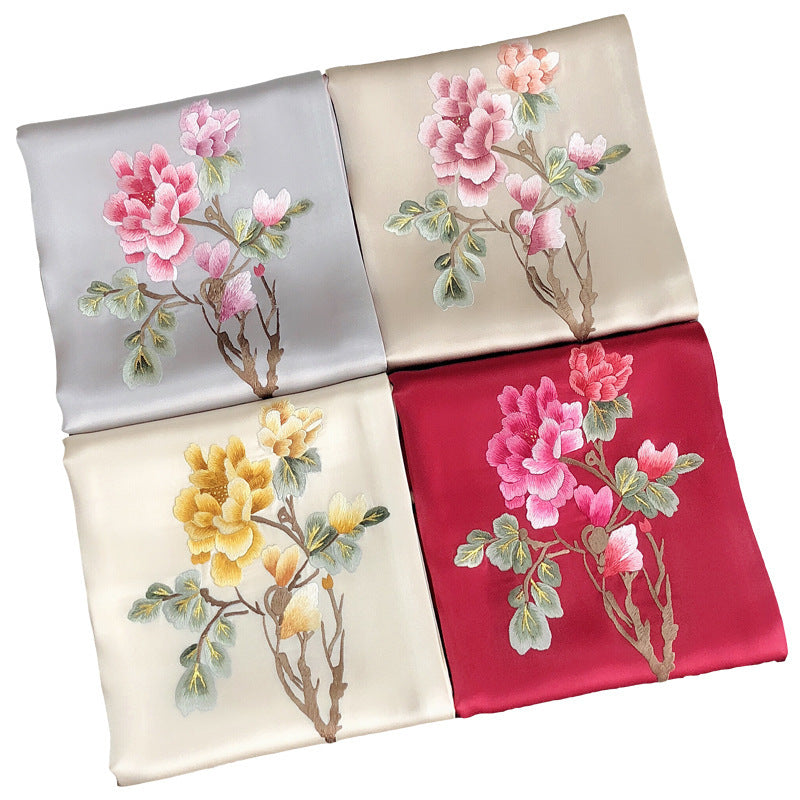 Double-Layer Floral Su Embroidered Scarf