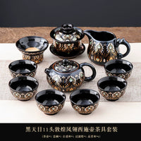 Phoenix Feather Tenmoku Tea Set