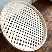 Round Bamboo Sieve with Holes