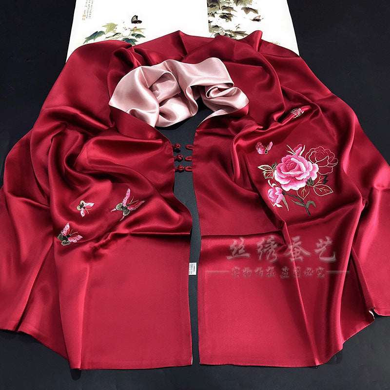 Retro Su Embroidered Silk Shawl, 190cm