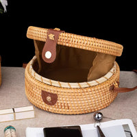 Handwoven Rattan Crossbody Bag