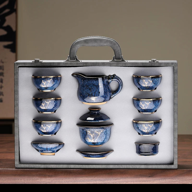 Jian Ware Kung Fu Tea Set with Orchid