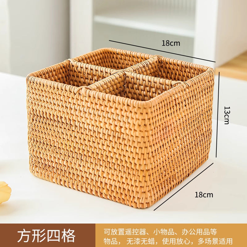 Rattan Remote & Pen Organizer