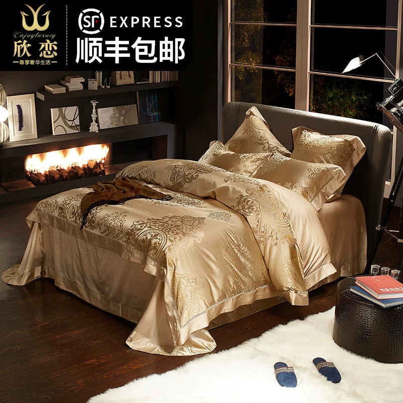 高档丝滑双面真丝床上用品  别墅宫廷套件重磅加厚桑蚕丝四六件套