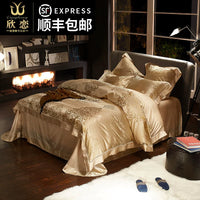 高档丝滑双面真丝床上用品  别墅宫廷套件重磅加厚桑蚕丝四六件套