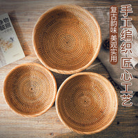Handwoven Rattan Round Snack Basket