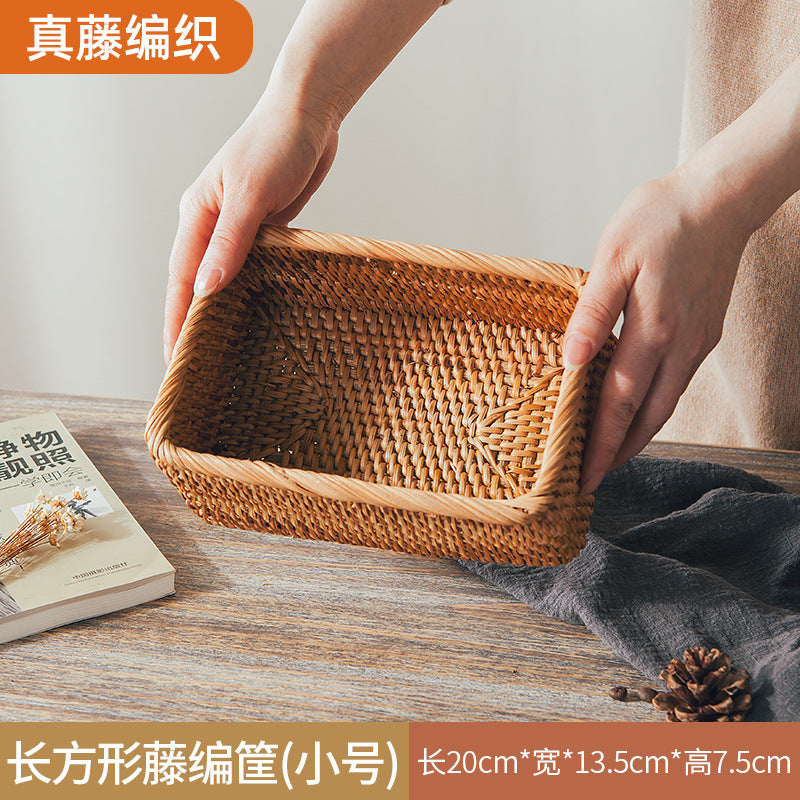Handwoven Rattan Serving Tray with Handles