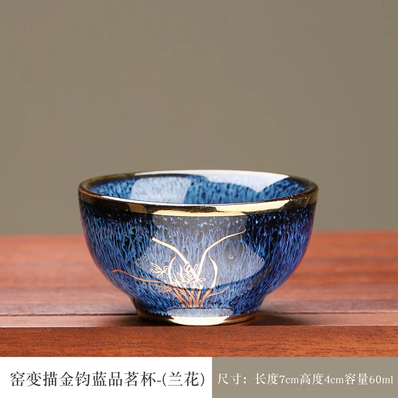 Gilded Bamboo Kiln-Glaze Jian Teacup