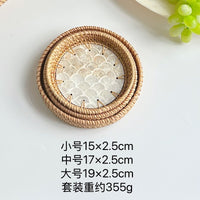 Mini Rattan & Shell Basket Set of 3