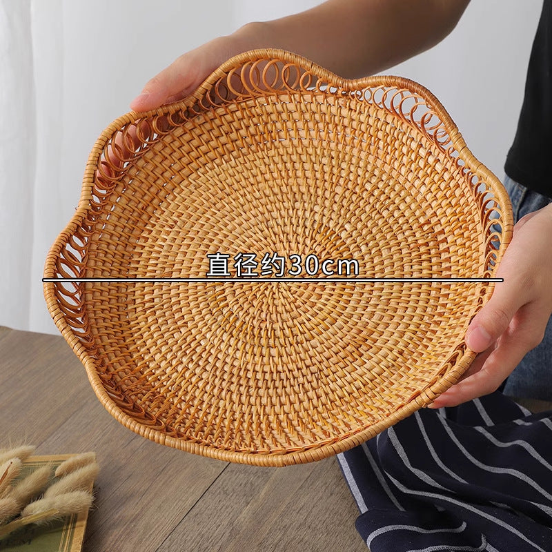 Rattan Basket with Scalloped Edge