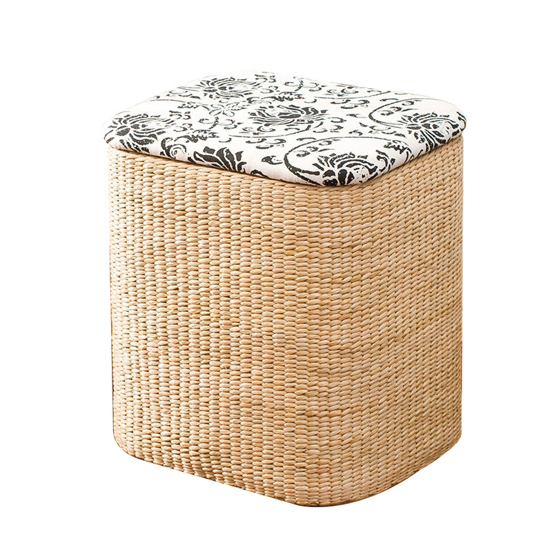 Woven Cattail Storage Stool