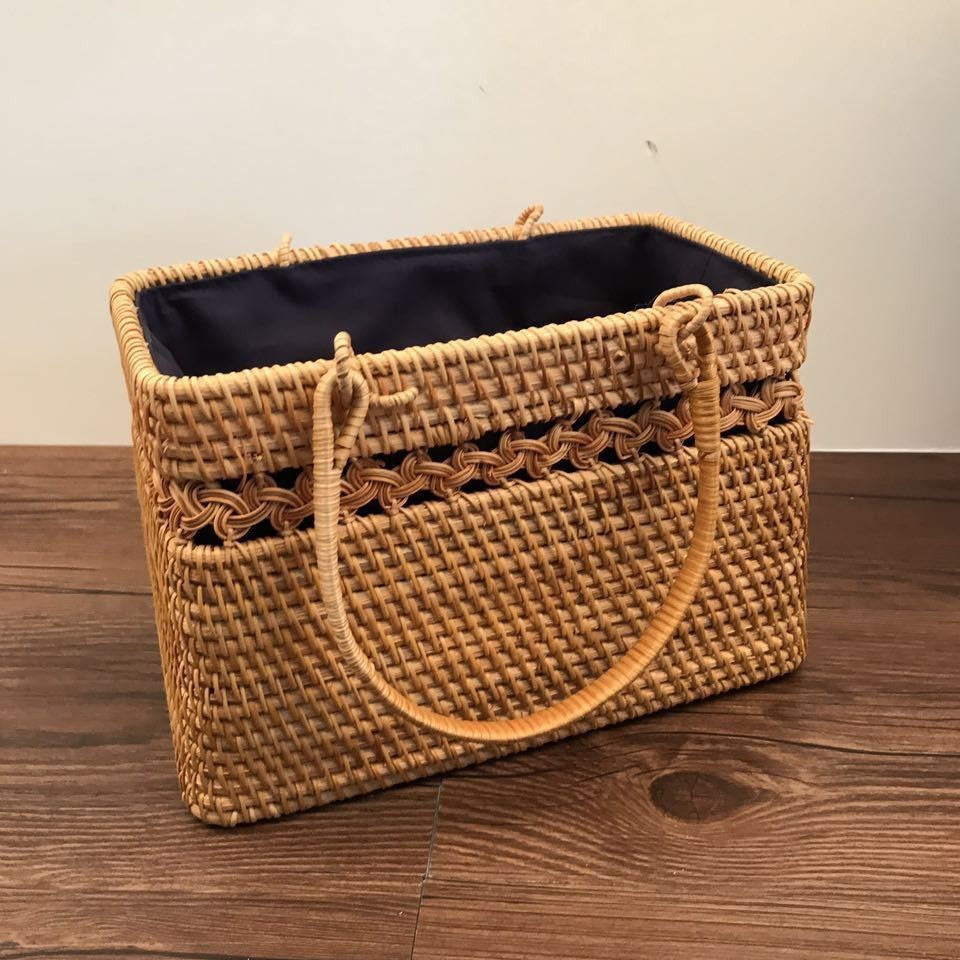 Handwoven Rattan Crossbody Bag