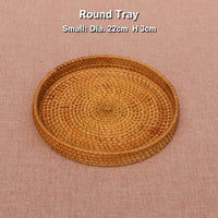 Round Woven Rattan Tray