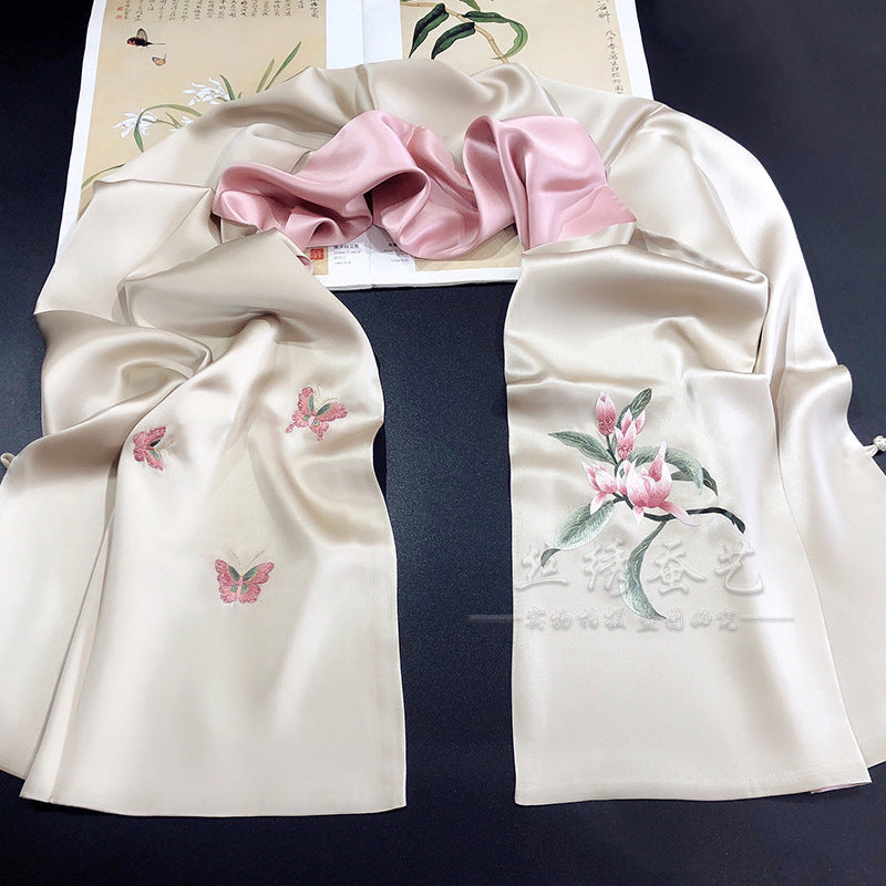 Su Embroidery Mulberry Silk Shawl with Frog Button