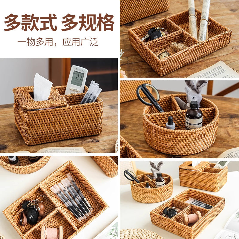 Rattan Remote & Pen Organizer