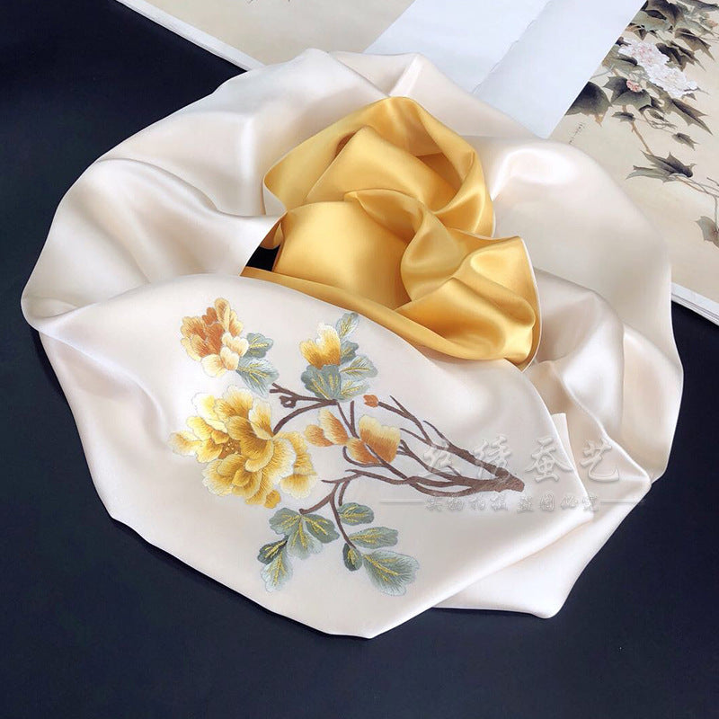 Double-Layer Floral Su Embroidered Scarf