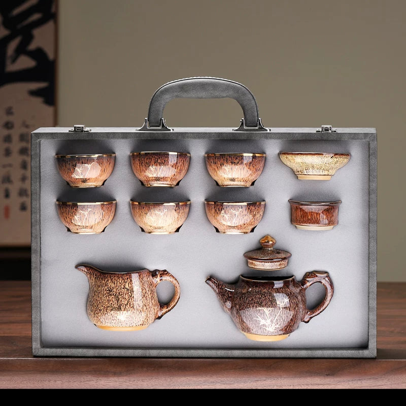 Jian Ware Kung Fu Tea Set with Orchid