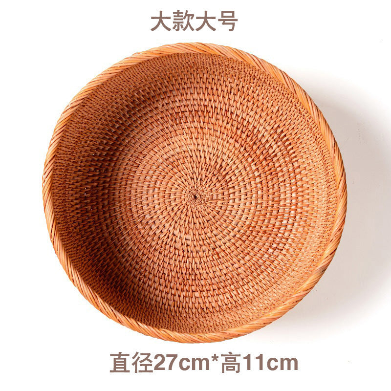 Wave-Edge Rattan Fruit Basket