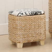 Woven Cattail Storage Ottoman
