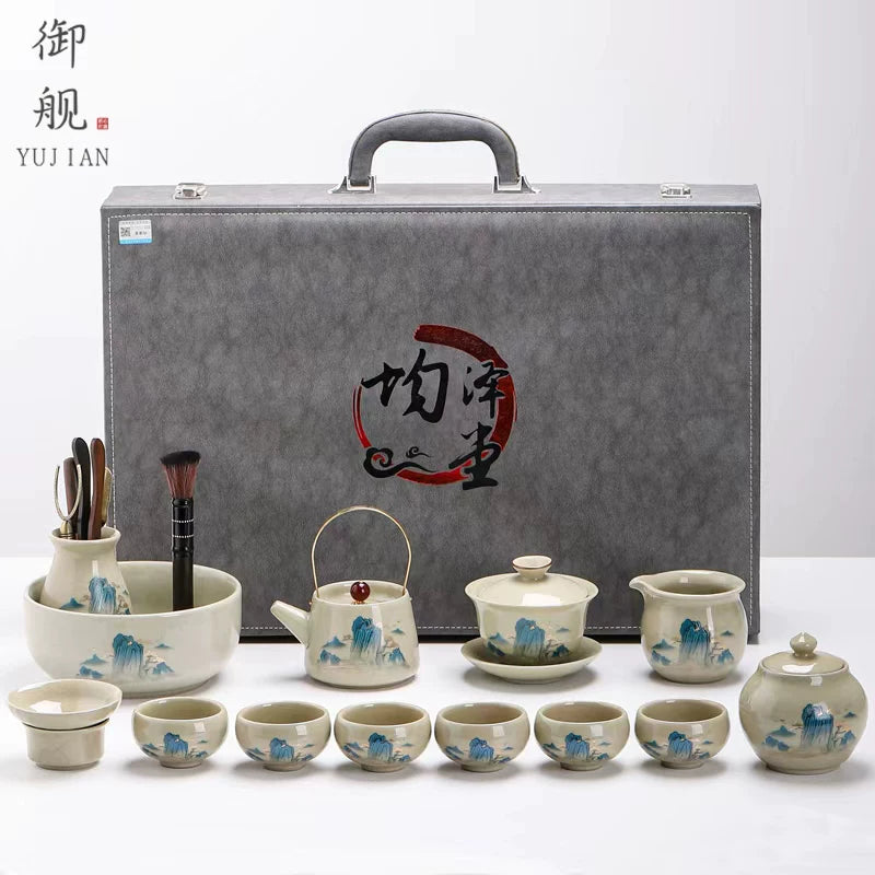 Ge Kiln Landscape Tea Set Melon Teapot