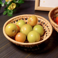 Openwork Rattan Round Basket