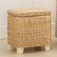 Woven Cattail Storage Ottoman
