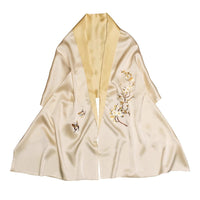 Su Embroidery Silk Cape Shawl with Brooch