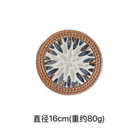 Rattan & Shell Coaster