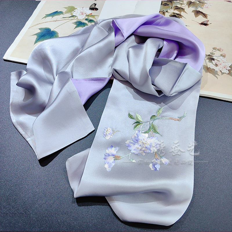 Double-Layer Su Embroidered Silk Scarf