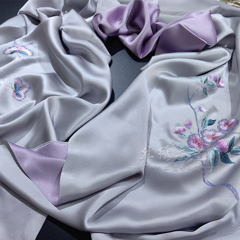 Hand-Embroidered Su Silk Shawl, Suzhou Heritage