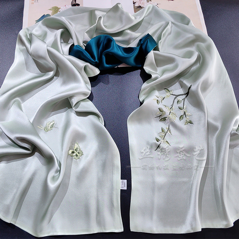 Mulberry Silk Embroidered Qipao Shawl (Style 2)