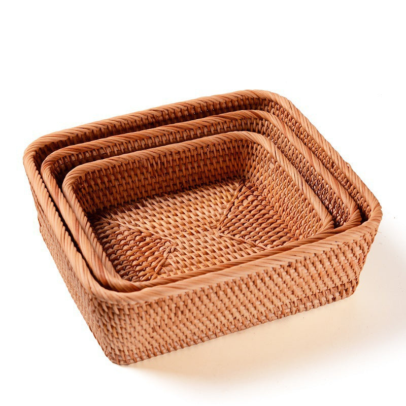 Wave-Edge Rattan Fruit Basket