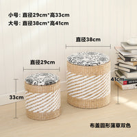 Woven Cattail Storage Ottoman
