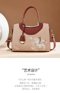 Brown Embroidered Crossbody Handbag
